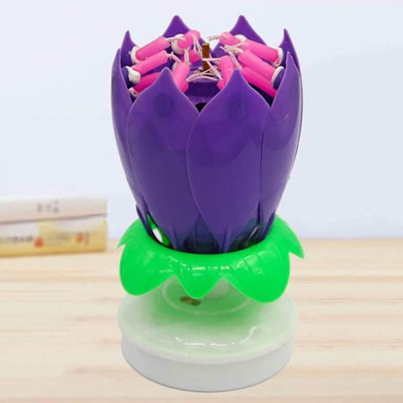 Dubbla lager ljus Lotus blomma roterande grattis på födelsedagen blomma Purple