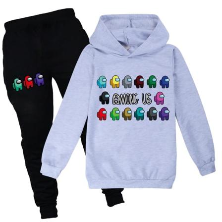 Among Us Crewmate Impostor Game Kid Hoodie Jumper Træningsdragt Sæt - Perfet White 140