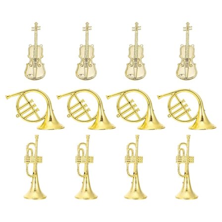 12 stk Hjemmepynt Fiolin Ornamenter Instrument Julepynt Miniatyr Instrument Ornamenter Trompet Ornamenter
