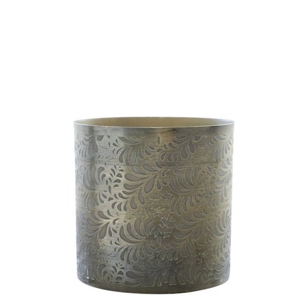 Kruka m mönster H20/Ø20,5 cm antik mässing