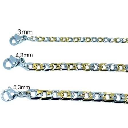 Guld / silver Pansarlänk halsband i kirurgiskt stål