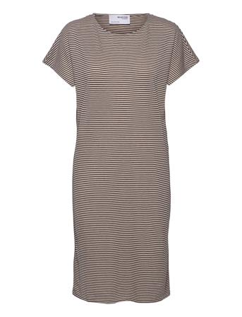 Slfivy Ss Bat Sleeve Knee Dress Stri M Brown Selected Femme