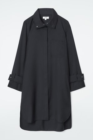 COS Damen Hemdblusenkleid Aus Wolle - Schwarz