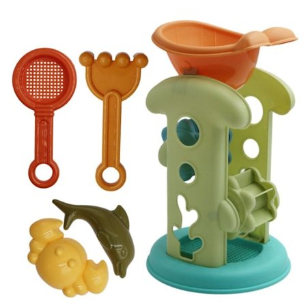 5 ST Sandleksaker Set Beach Sandglas Spade Rake Form