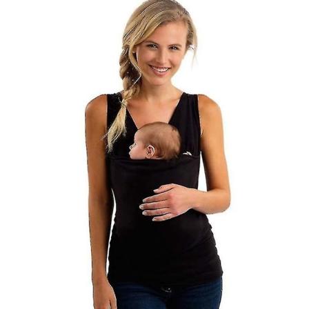 Vauva Kangaroo Large Pocket Vest T-paita Miehet Naiset Isä Imetys Hoito Bonding Paidat W black women M