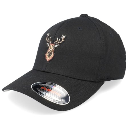 Hunter - Black flexfit Czapka Z Daszkiem - Deer Logo Patch Black Flexfit @ Hatstore