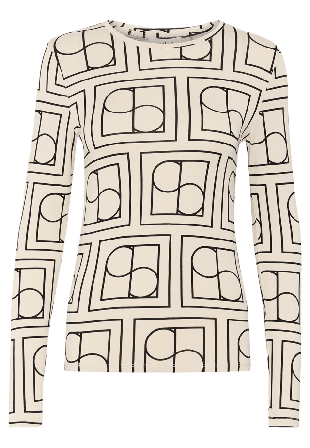 Soaked In Luxury SLHanadi Printed T-shirt Långärmade toppar Dam Beige XS