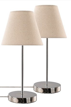 Jotex - LASSE 2-szt lampa stołowa Lniany beż/chrom - Kup Lampy stołowe firmy Jotex