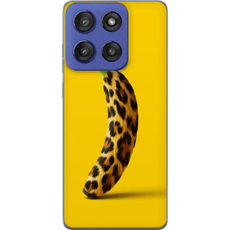 Kompatibelt Mobildeksel til Motorola Edge 60 Stylus Banan med leopardmønster mot gult bakgrunn i en kreativ og leken design