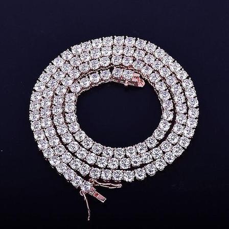 4 mm 5 mm 6 mm 1 rad tenniskedja Zirkon Halsband Hip Hop Smycken Guld Färg Koppar Material Män Rock Link 18 tum 20 tum 6mm width rose gold