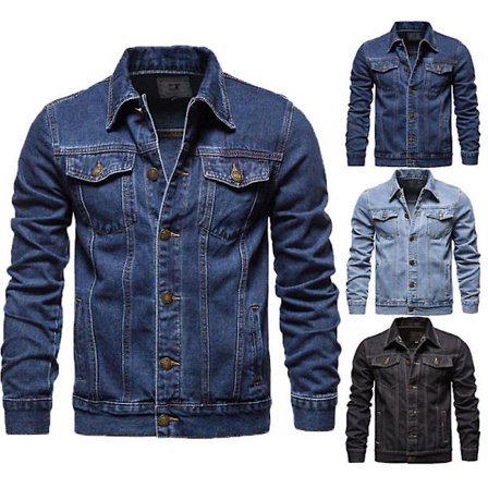 Kevätsyksyn miesten farkkutakki Casual Slim Jacket Miesten farkkutakki#axsl1089 musta