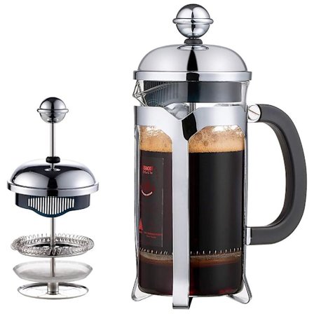 Fransk Press Kaffebryggare (350 ml), Pressystem, Värmebeständig Tjock Borosilikatglas, Hållbar