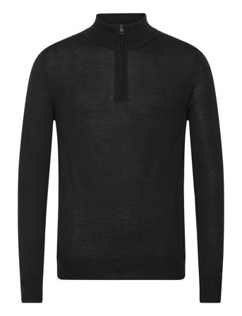 M Merino Blend Half Zip Designers Knitwear Half Zip Jumpers Black J. Lindeberg