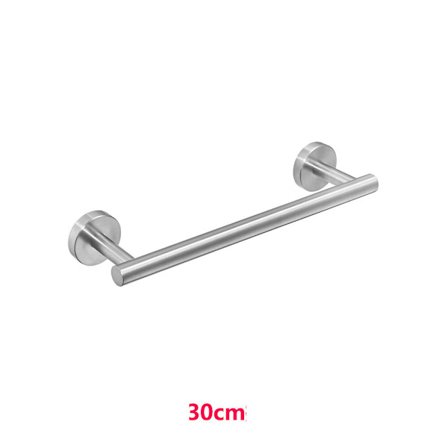 En silver 304 rostfritt stål badhandduksstång, 30cm borstad enkel stång