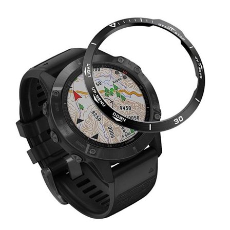 Garmin Fenix 6 kovera ruostumattomasta teräksestä valmistettu kehys - Musta / Valkoinen