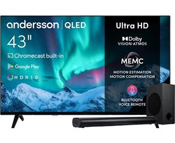 Andersson QLED4350UHD + SRS 2.4 - Black - 43" 4K QLED-TV med soundbar och subwoofer