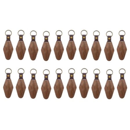 20-pakker Tre Nøkkelring Rombe Blanks Lær Nøkkelring Blank Valnøtt Med Nøkkelring For Diy Gravering Gave