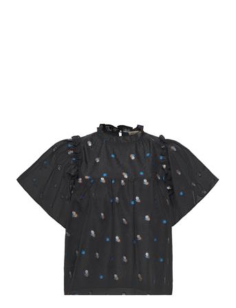 Pen Joe Blouses Short-sleeved Svart Stella Nova*Betinget Tilbud
