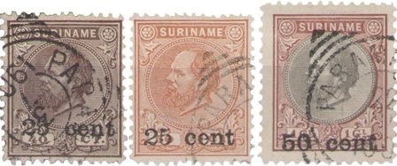 Suriname - Hulpuitgifte losse waardes (nr. 37+38+39, gebruikt)