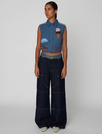 Stella Nova Out Of Office Embroidered Top - Blue - 36