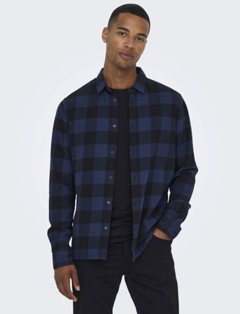 ONLY & SONS Onsgudmund Ls Checked Shirt Noos - Blue - S