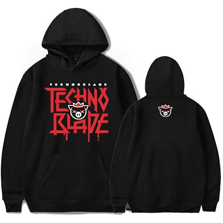 Youtube Technoblade Hoodie Print Slouchy Black Hoodie