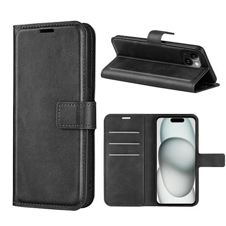 Lommebok svart vegansk skinn for iPhone 15, Pro og Max Black one size