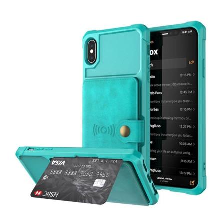 iPhone XS fodral med läderöverdrag - Cyan Grön