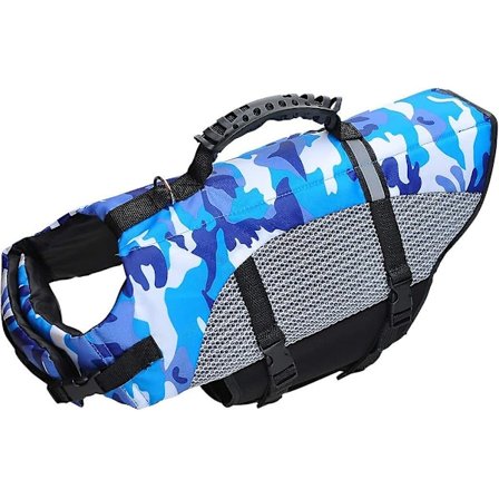 Hunde redningsvest med håndtag til sikkerhed i vandet ved stranden, poolen, båden