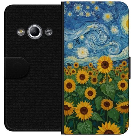 Yhteensopiva Lompakkokotelo Samsung Galaxy Xcover 3 Auringonkukkakenttä tähtien alla - Van Goghista inspiroitunut maalaus
