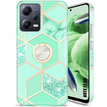 Coque - Xiaomi - Redmi Note 12 5G - Stöttålig - Turkos - 360° roterande ring