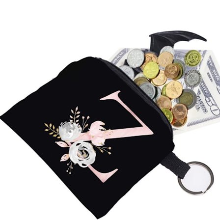 Canvas Initialer Mynt Kort Ficka Plånbok Pengahållare för Kvinnor Män Barn