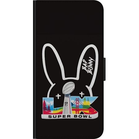 Yhteensopiva Lompakkokotelo Samsung Galaxy Note 10 Lite Bad Bunny muotokuvassa avoimella paidalla, tatuoinneilla ja kiharaisilla hiuksilla tyylikkääss