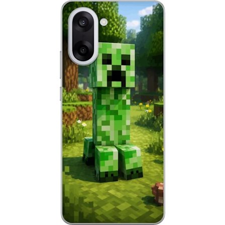 Kompatibelt Mobilskal till OnePlus OnePlus Nord CE5 Block-baserad Creeper-figur i en grön pixell värld, ikonisk spelillustration för barnrum, gamer