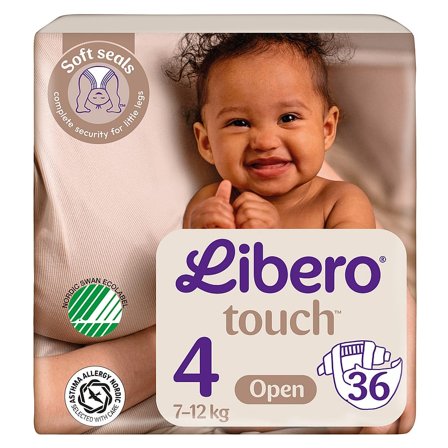 Libero Touch Åbne Bleer Str. 4, 7-12 kg - 36 stk, Børn & Forældre, Bleer, Engangsbleer