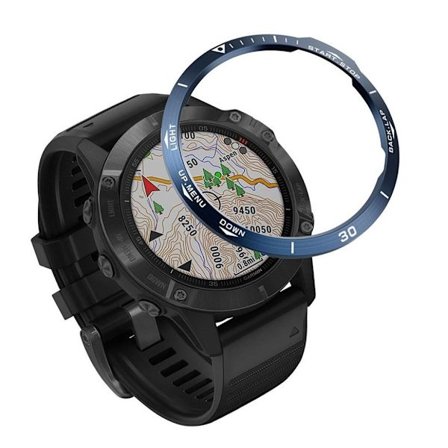 Garmin Fenix 6 konkav ram i rostfritt stål - Blå / Vit