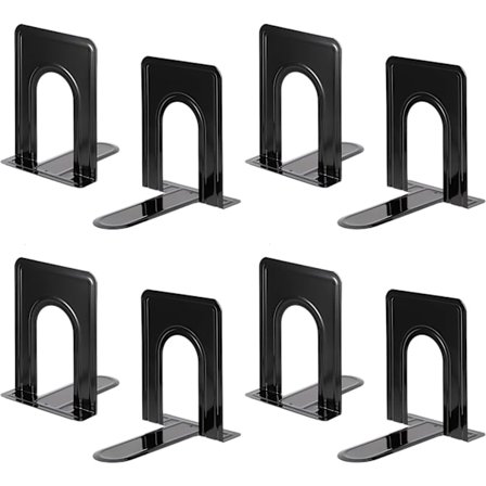 Bokstøtter, Bokstopper, Bokpresse, 4 par, Svart, 19 x 12 x 15