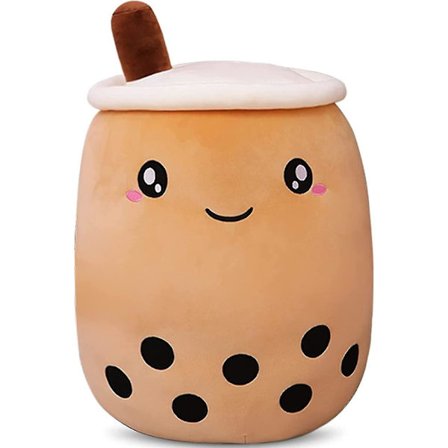 Boba Tea - Bruna plyschdjur, Kawaii Boba Tea plyschkudde, mjuk leksak, gosedjur, brun pärlmjölkste bubbla docka kudde, hem mjuk kramkudde [DB]