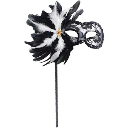 Maskeradmask för kvinnor Halloween Venetiansk mask på pinne Maskeradfest (svart/diamantfärg slumpmässig)