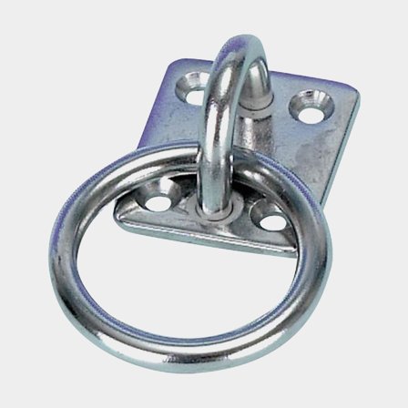 Padeye fijo con anillo, inoxidable, 50 x 40 mm, Ø8 mm, 4 agujeros