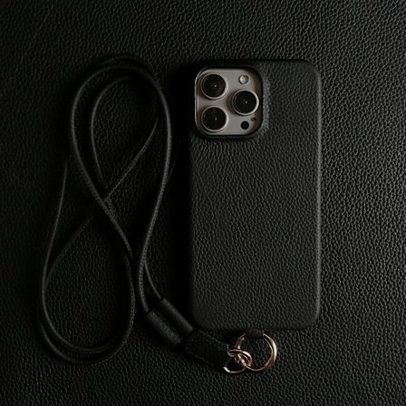 Etui til iPhone 13 Pro svart [Etui med tau] belte snor high end