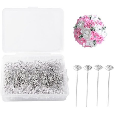 Kristalli timanttipäiset nuppineulat askarteluun, häihin, korujen koristeluun - 200 kpl pakkaus