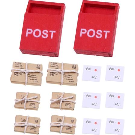 2 Set med Miniatyrbrevlåda Leksak Minipaket Modell Brevlåda Staty Dockhus Paket Rekvisita 3,5x1,6x5cm 3.5x1.6x5cm