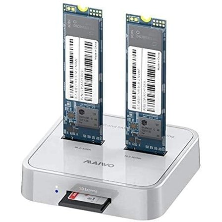 Maiwo K3016SD telakointiasema sekä SATA että NVMe M.2 SSD, USB3.1 Gen 2, 10 Gb/s, SD Express -kortinlukijalla