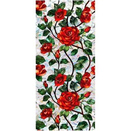 Vinduesfilm med blomster – frostet statisk privatlivsfilm med solbeskyttelse, selvklæbende glasfilm 43x100 cm_TF_TF