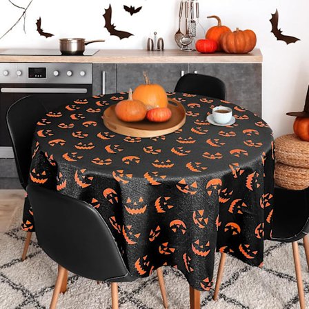 Halloween Duk, Pumpaduk för Festdekorationer, Polyestertygduk, Svart 152 cm Rund Pumpa B 152 cm Rund Pumpa_yux
