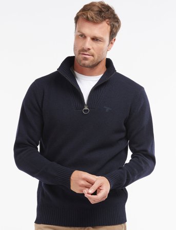 Barbour Barbour Essential Lambswool Half Zip Knit - Navy - M