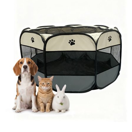 Kokoontaitettava lemmikkien leikkiaitaus, sisä-/ulkokäyttöön, verkkoikkunat