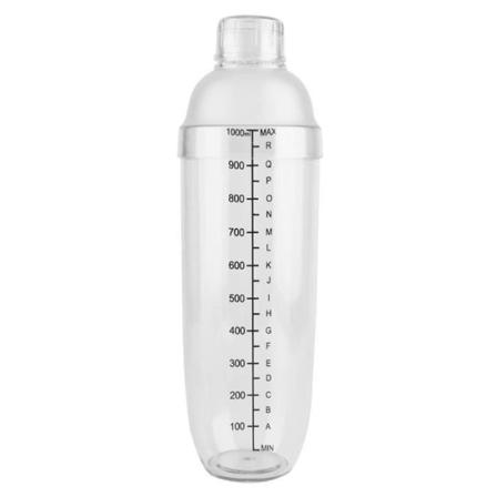Vuotamaton läpinäkyvä PC-hartsi cocktail-sekoitinpullo kuorimavälineellä (1000 ml)