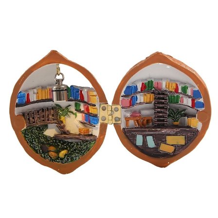 Saksanpähkinän kuori, Kirjasto, Käsintehty saksanpähkinän kuori nukkekoti, Hartsi Pähkinä Salainen 3D-näkymä, Hartsi Pienoiskoossa